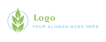 spa logo icon plant with leaves in line circle