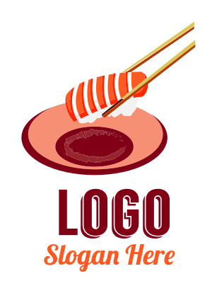 restaurant logo chopsticks sushi over plate