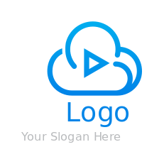 Media logo play button in clouds