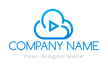 media logo icon play button in clouds - logodesign.net