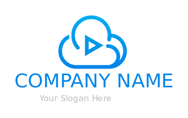 Media logo play button in clouds