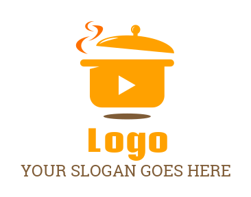 restaurant logo play button in cooking pot