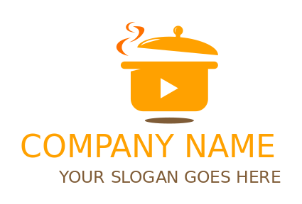 play button in cooking pot logo icon