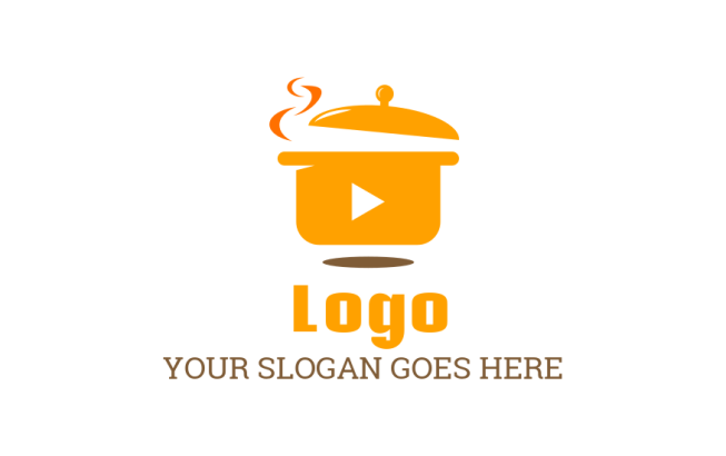 play button in cooking pot logo icon