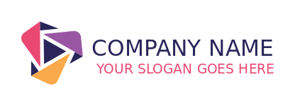 create a music logo play symbol inside swooshes