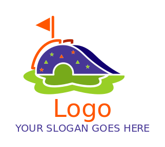 daycare logo slide on grass with flag