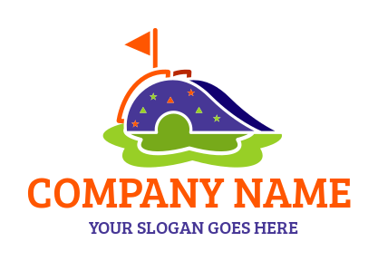 daycare logo slide on grass with flag