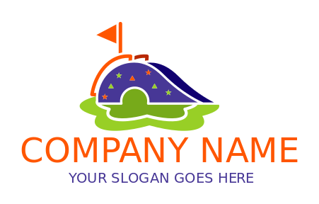 daycare logo slide on grass with flag