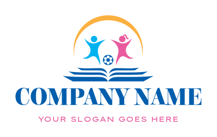 preschool logo kids with ball in open book