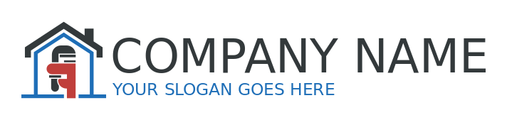 handyman logo plumber wrench inside house