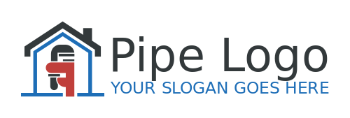 handyman logo plumber wrench inside house