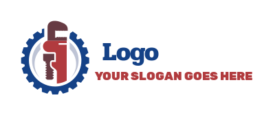 handyman logo plumbing pipe wrench inside gear