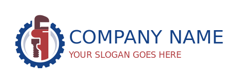 handyman logo plumbing pipe wrench inside gear