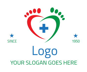 medical logo podiatrist footprint and cross