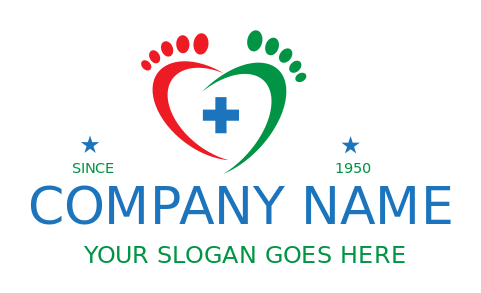 medical logo podiatrist footprint and cross