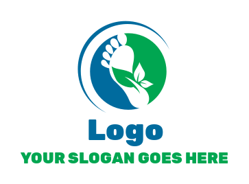 medical logo podiatrist footprint with plant