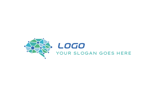 IT logo online polygonal mind of human being
