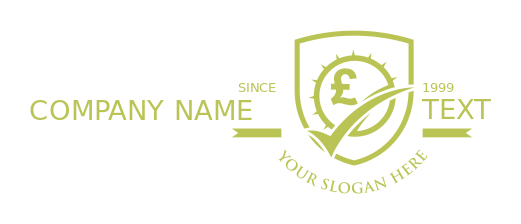 Accounting logo pound symbol tick mark in shield