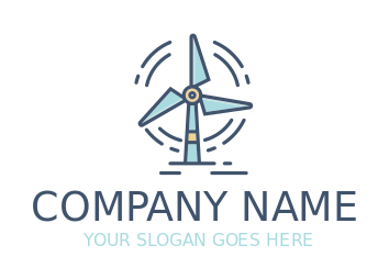 energy logo powerful wind mill in line art