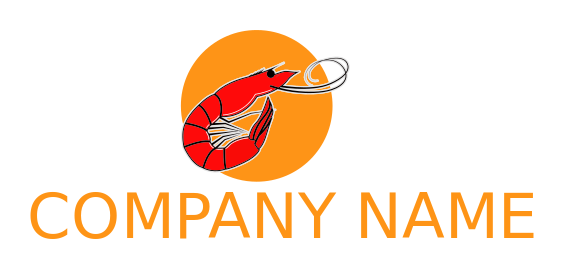 restaurant logo seafood prawn with sun