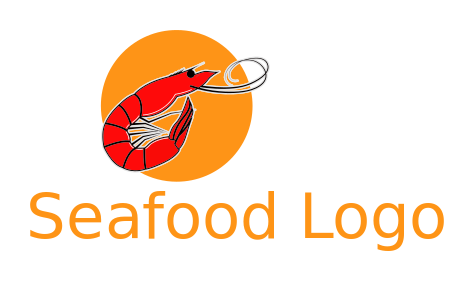 restaurant logo seafood prawn with sun