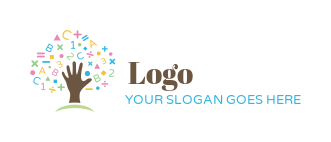 education NGO logo icon tree with hand as trunk