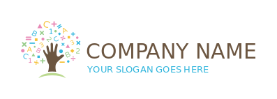 education NGO logo icon tree with hand as trunk