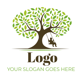 preschool logo maker tree with swinging kid