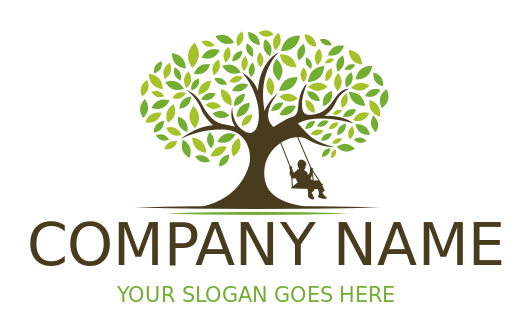preschool logo maker tree with swinging kid
