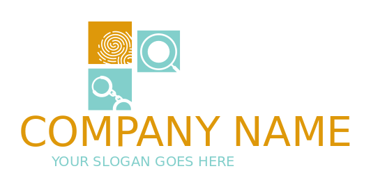 security logo handcuffs and magnifying glass