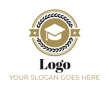education logo private school hat with wreath