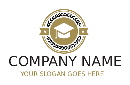 education logo private school hat with wreath