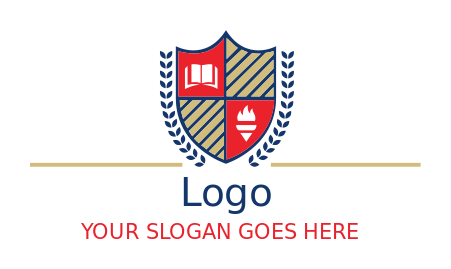 private school logo shield book torch stripes