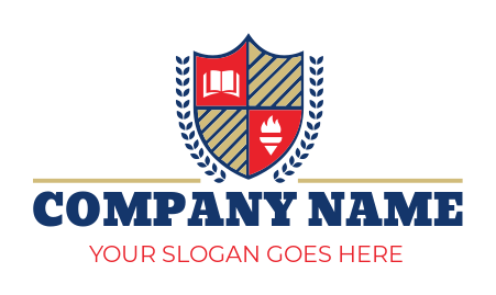 private school logo shield book torch stripes