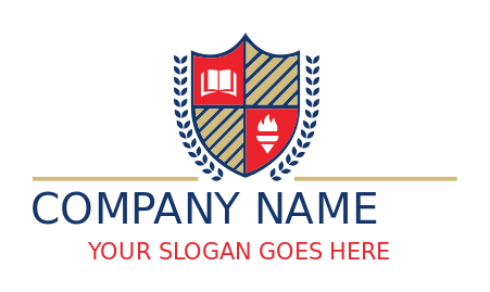 private school logo shield book torch stripes