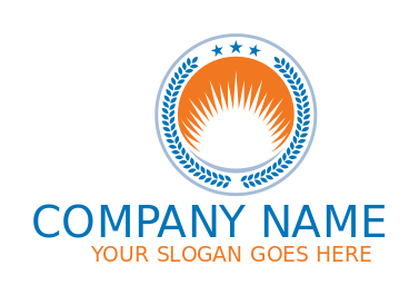 school logo sun inside circle with wreath