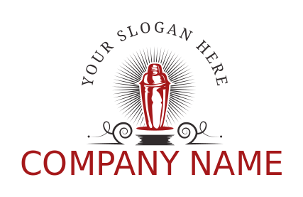 restaurant logo cocktail shaker with ornaments