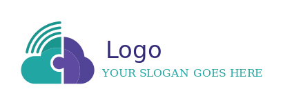 IT logo icon puzzle cloud with signal - logodesign.net