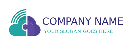 IT logo icon puzzle cloud with signal - logodesign.net