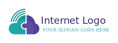 IT logo icon puzzle cloud with signal - logodesign.net