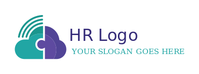 IT logo icon puzzle cloud with signal - logodesign.net