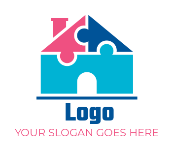 real estate logo template puzzle house - logodesign.net