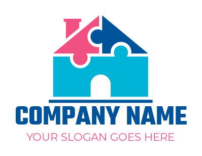 real estate logo template puzzle house - logodesign.net