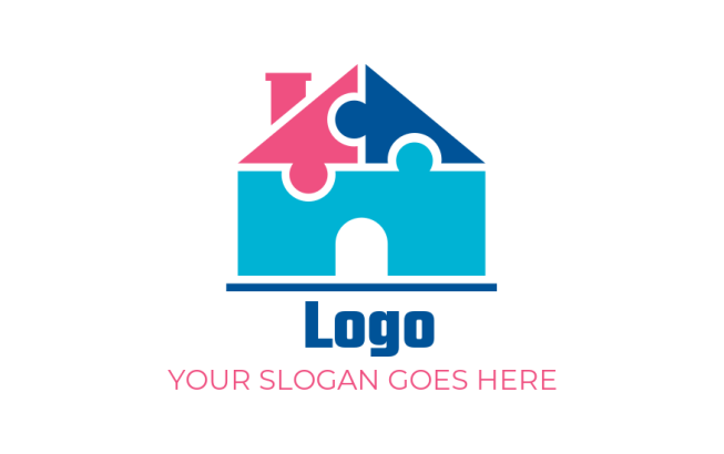 real estate logo template puzzle house - logodesign.net