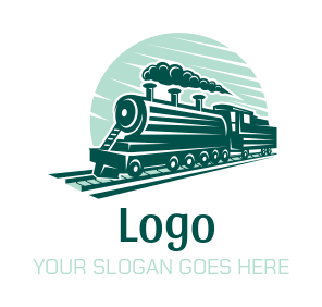 transportation logo railway train with smoke
