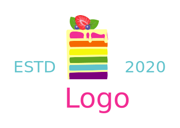 baker logo rainbow cake strawberry blueberry