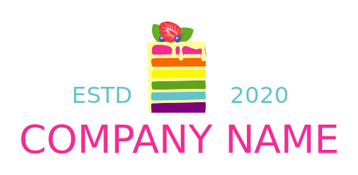 baker logo rainbow cake strawberry blueberry