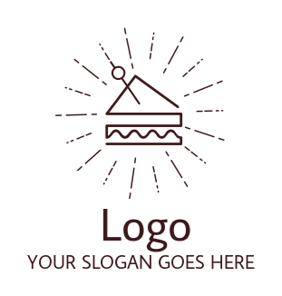 food logo image line art sandwich with rays