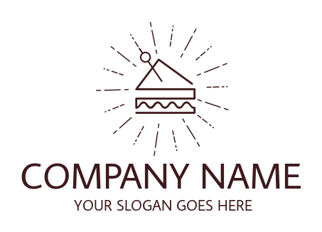 food logo image line art sandwich with rays