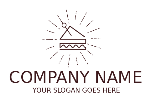 food logo image line art sandwich with rays